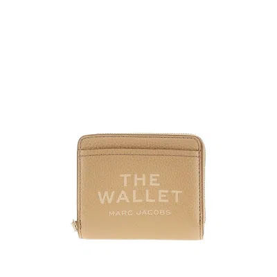 Marc Jacobs Grained Leather Mini Compact Wallet In Sand