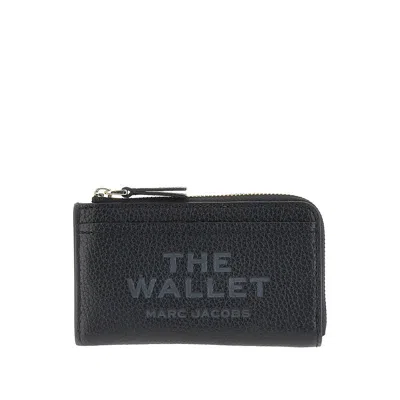 Marc Jacobs Grained Leather Zip Wallet In Black