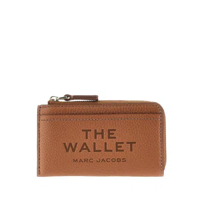 Marc Jacobs Grained Leather Zip Wallet In Brown
