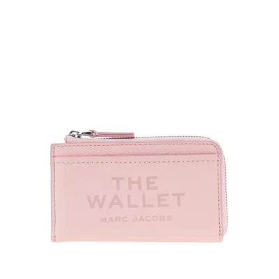 Marc Jacobs Grained Leather Zip Wallet In Pink