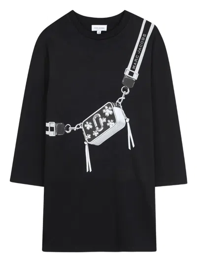 Marc Jacobs Graphic Handbag Print Long Sleeve Top For Girls In Black