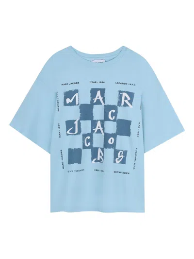 Marc Jacobs Graphic Logo Printed Short Sleeve T-shirt For Boys In Clear Blue