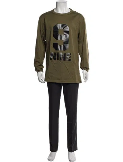Pre-owned Marc Jacobs Graphic Print Crew Neck Henley In Green