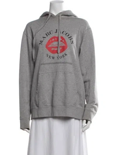 Pre-owned Marc Jacobs Graphic Print Crew Neck Hoodie In Gray