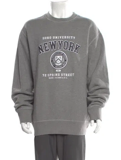 Pre-owned Marc Jacobs Graphic Print Crew Neck Pullover In Gray