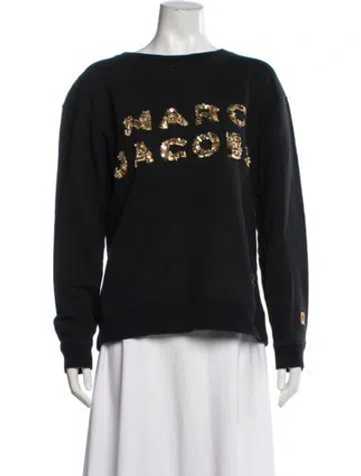 Pre-owned Marc Jacobs Graphic Print Crew Neck Sweater In Black