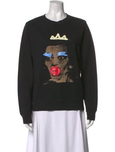 Pre-owned Marc Jacobs Graphic Print Crew Neck Sweater In Black