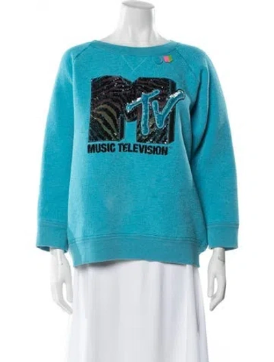 Pre-owned Marc Jacobs Graphic Print Crew Neck Sweatshirt In Blue