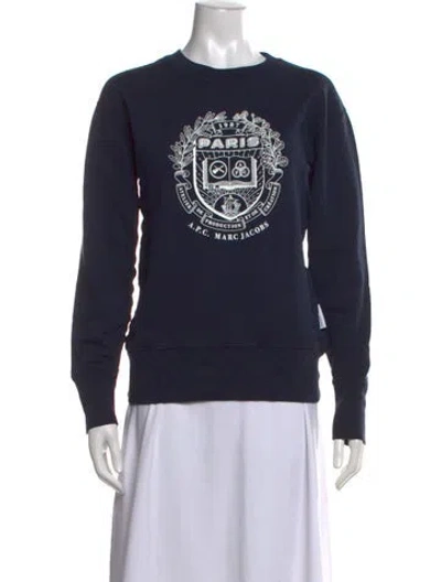 Pre-owned Marc Jacobs Graphic Print Crew Neck Sweatshirt In Blue