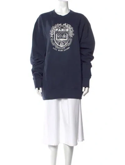 Pre-owned Marc Jacobs Graphic Print Crew Neck Sweatshirt W/ Tags In Blue