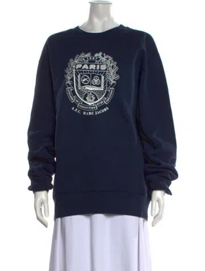 Pre-owned Marc Jacobs Graphic Print Crew Neck Sweatshirt W/ Tags In Blue
