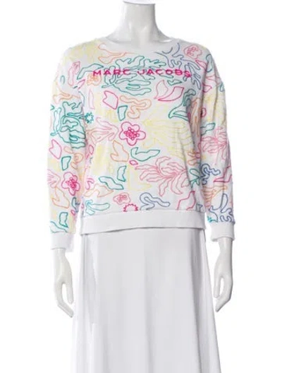 Pre-owned Marc Jacobs Graphic Print Crew Neck Sweatshirt In White