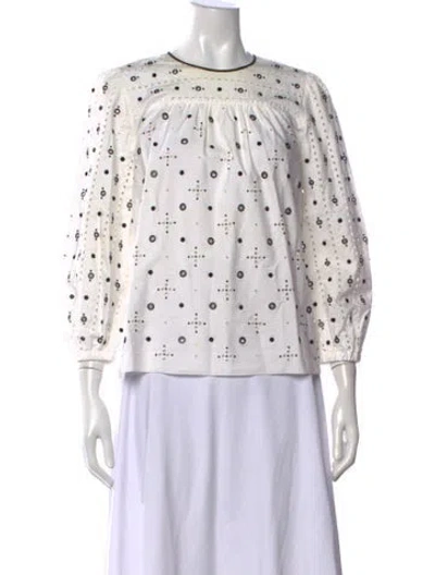 Pre-owned Marc Jacobs Graphic Print Crew Neck Top In White