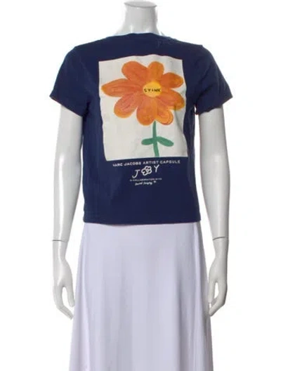 Pre-owned Marc Jacobs Graphic Print Crew Neck T-shirt In Blue