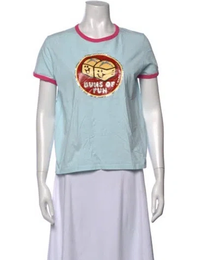 Pre-owned Marc Jacobs Graphic Print Crew Neck T-shirt In Blue/metallic