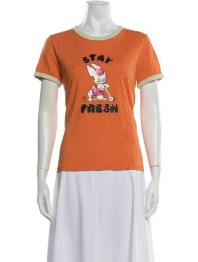 Pre-owned Marc Jacobs Graphic Print Crew Neck T-shirt In Orange
