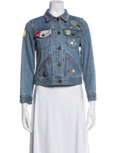 Pre-owned Marc Jacobs Graphic Print Denim Jacket In Blue