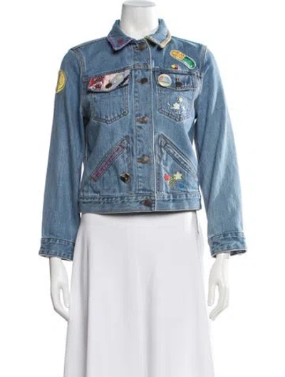 Pre-owned Marc Jacobs Graphic Print Denim Jacket In Blue