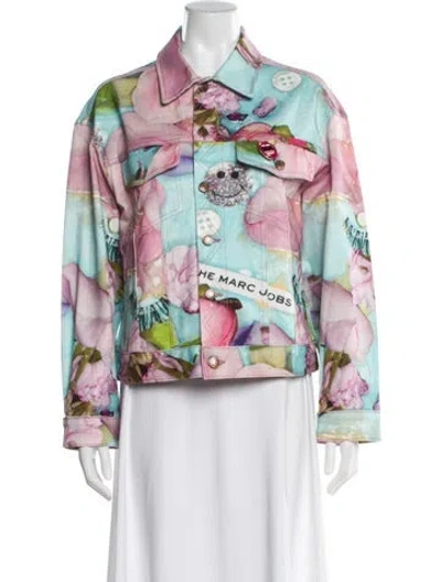 Pre-owned Marc Jacobs Graphic Print Denim Jacket In Pink