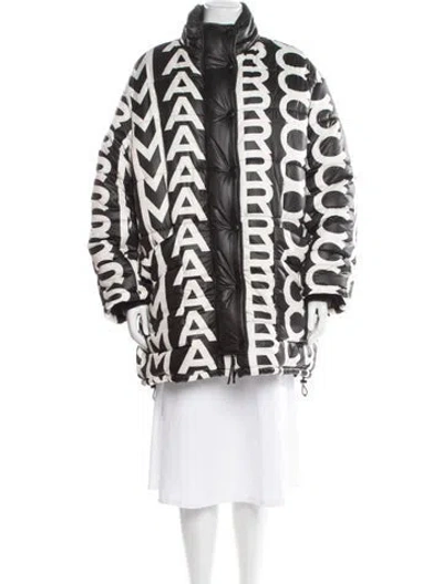 Pre-owned Marc Jacobs Graphic Print Down Coat In Black