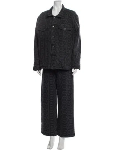 Pre-owned Marc Jacobs Graphic Print Embroidered Accent Pantsuit In Grey