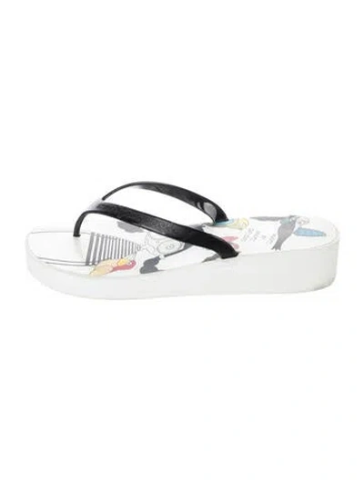 Pre-owned Marc Jacobs Graphic Print Flip Flops In Black/white
