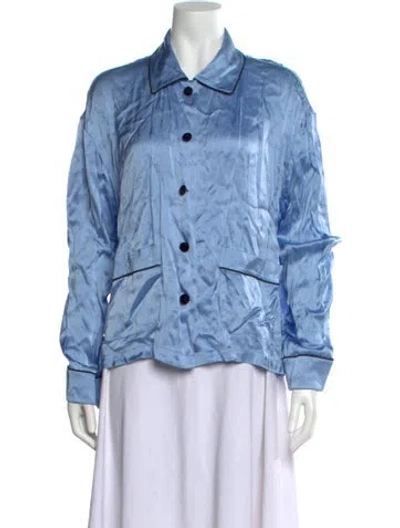 Pre-owned Marc Jacobs Graphic Print Long Sleeve Button-up Top In Blue