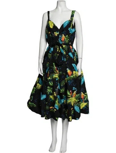 Pre-owned Marc Jacobs Graphic Print Midi Length Dress In Black