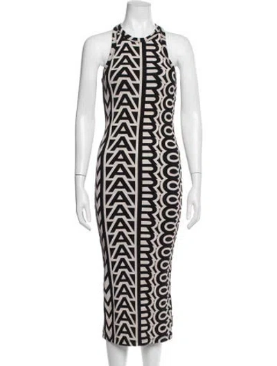 Pre-owned Marc Jacobs Graphic Print Midi Length Dress W/ Tags In Black