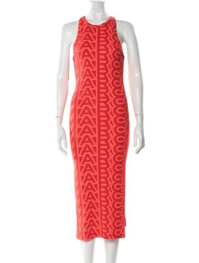 Pre-owned Marc Jacobs Graphic Print Midi Length Dress W/ Tags In Orange