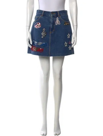 Pre-owned Marc Jacobs Graphic Print Mini Skirt In Blue