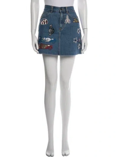 Pre-owned Marc Jacobs Graphic Print Mini Skirt In Blue