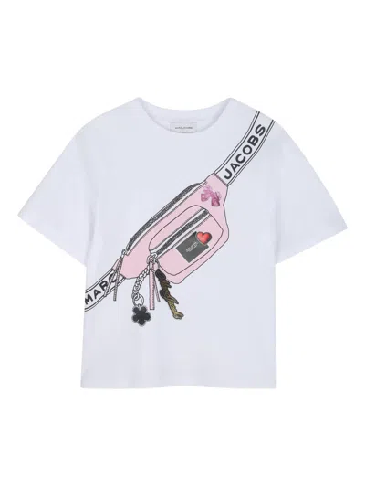 Marc Jacobs Graphic Print Round Neck Short Sleeve T-shirt In White