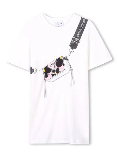 Marc Jacobs Graphic Print Short Sleeve Dress For Girls In White