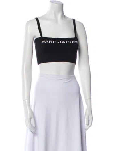 Pre-owned Marc Jacobs Graphic Print Square Neckline Crop Top In Black