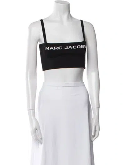 Pre-owned Marc Jacobs Graphic Print Square Neckline Crop Top In Black