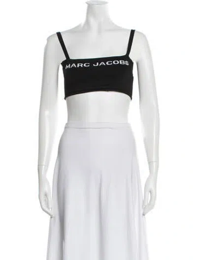 Pre-owned Marc Jacobs Graphic Print Square Neckline Crop Top In Black