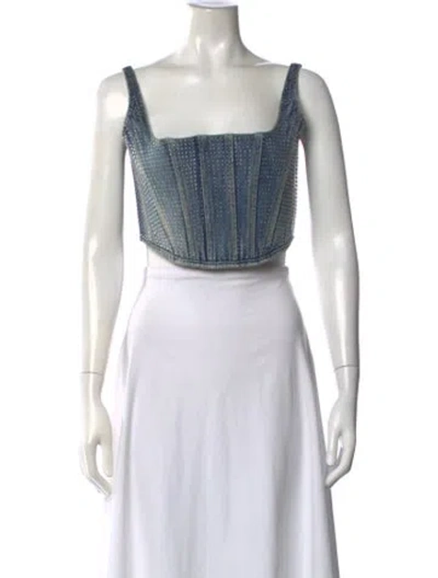 Pre-owned Marc Jacobs Graphic Print Square Neckline Crop Top In Neutrals