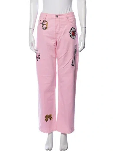 Pre-owned Marc Jacobs Graphic Print Straight Leg Pants In Pink