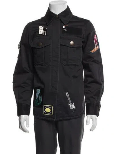 Pre-owned Marc Jacobs Graphic Print Utility Jacket In Black