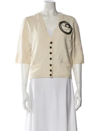 Pre-owned Marc Jacobs Graphic Print V-neck Sweater In Neutral