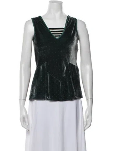 Pre-owned Marc Jacobs Graphic Print V-neck Top In Green