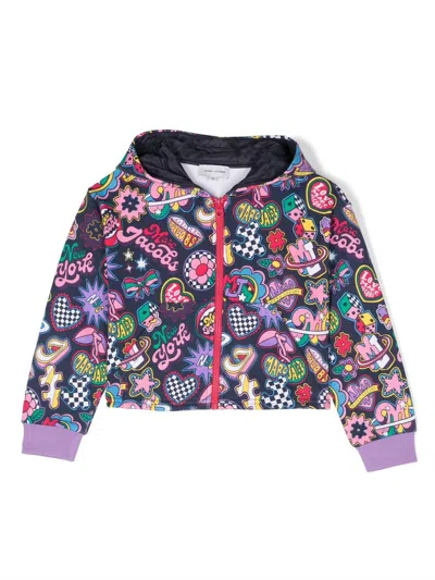 Marc Jacobs Babies' Graphic-print Zip-up Hooded Jacket In Blue