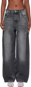 Marc Jacobs Gray Charm Oversized Jeans In 011 Bleached Black