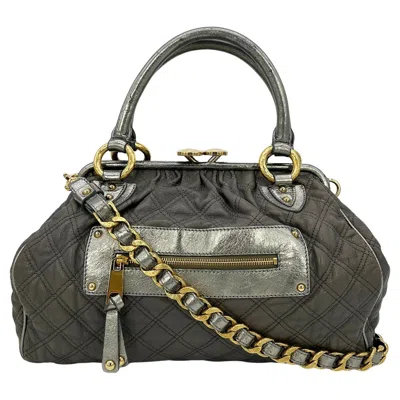 Pre-owned Marc Jacobs Gray Quilted Leather Gold Stam Bag