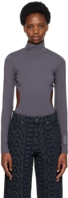 Marc Jacobs Long-sleeve Open-back Bodysuit In 021 Dark Grey