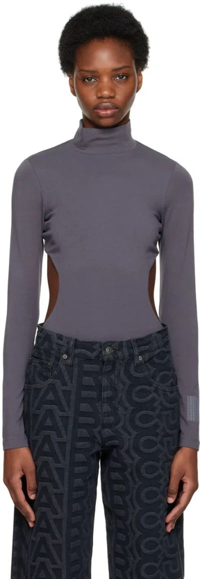 Marc Jacobs Long-sleeve Open-back Bodysuit In Grey
