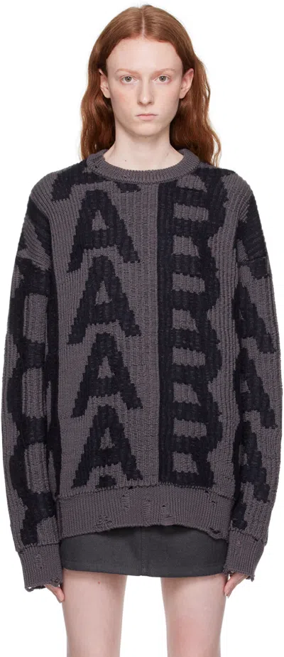 Marc Jacobs Gray 'the Monogram Distressed' Sweater In 084 Black/charcoal