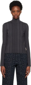 Marc Jacobs Grey The Monogram Knitted Top In 084 Black/charcoal