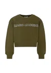 Marc Jacobs Green Cropped Sweatshirt For Girl With Logo In Green